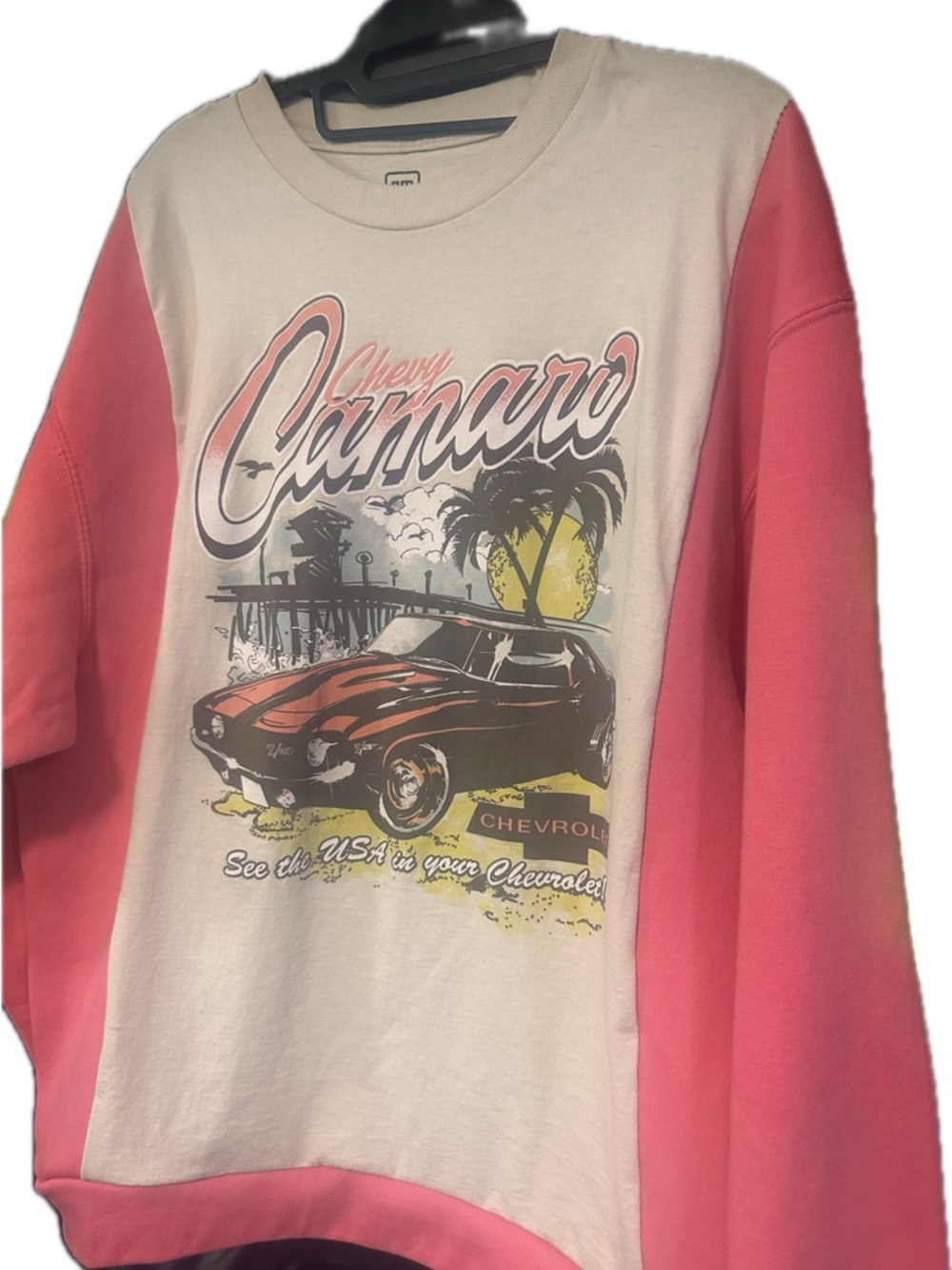 Chevy Camaro Graphic Kids Sweatshirt - Pink & Cream